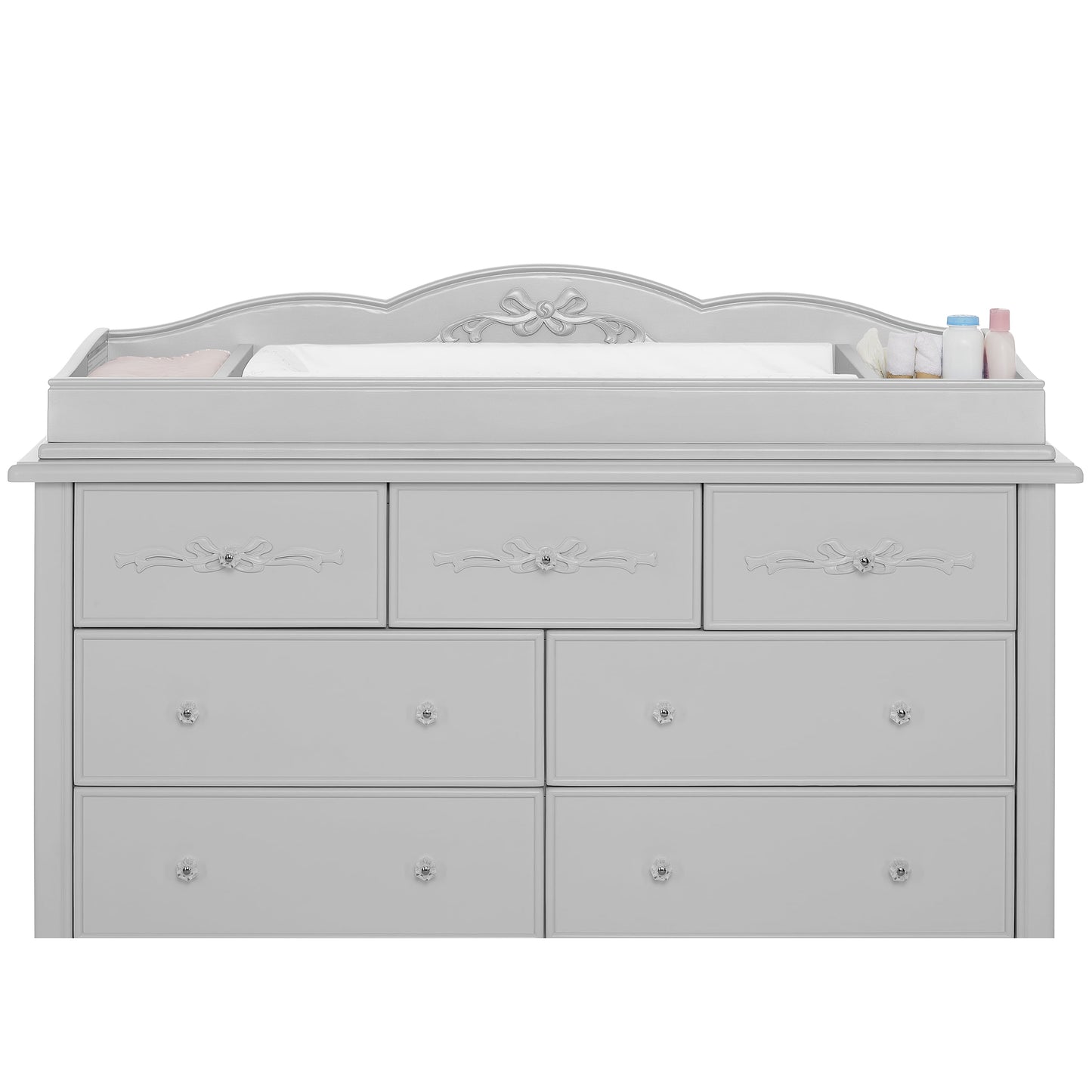 Evolur Aurora Change Tray I Lasting Quality I Intricate Ribbon Bow Scrollwork, Silver Mist