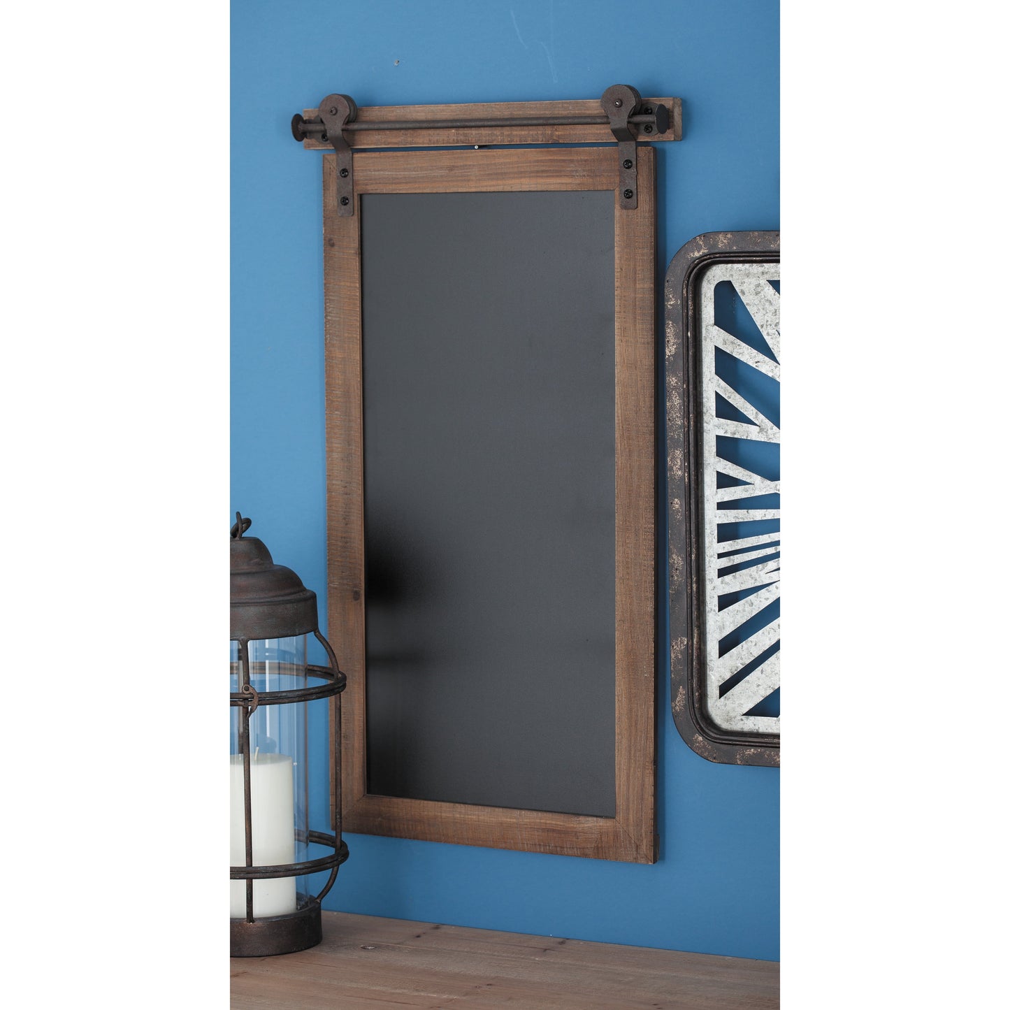 Brown Wood Sign Wall Decor with Chalkboard