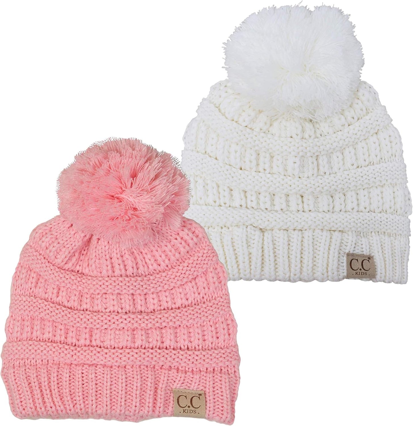 Cozy Toddler Cable Knit Pom Beanie - Warm Winter Hat for Kids