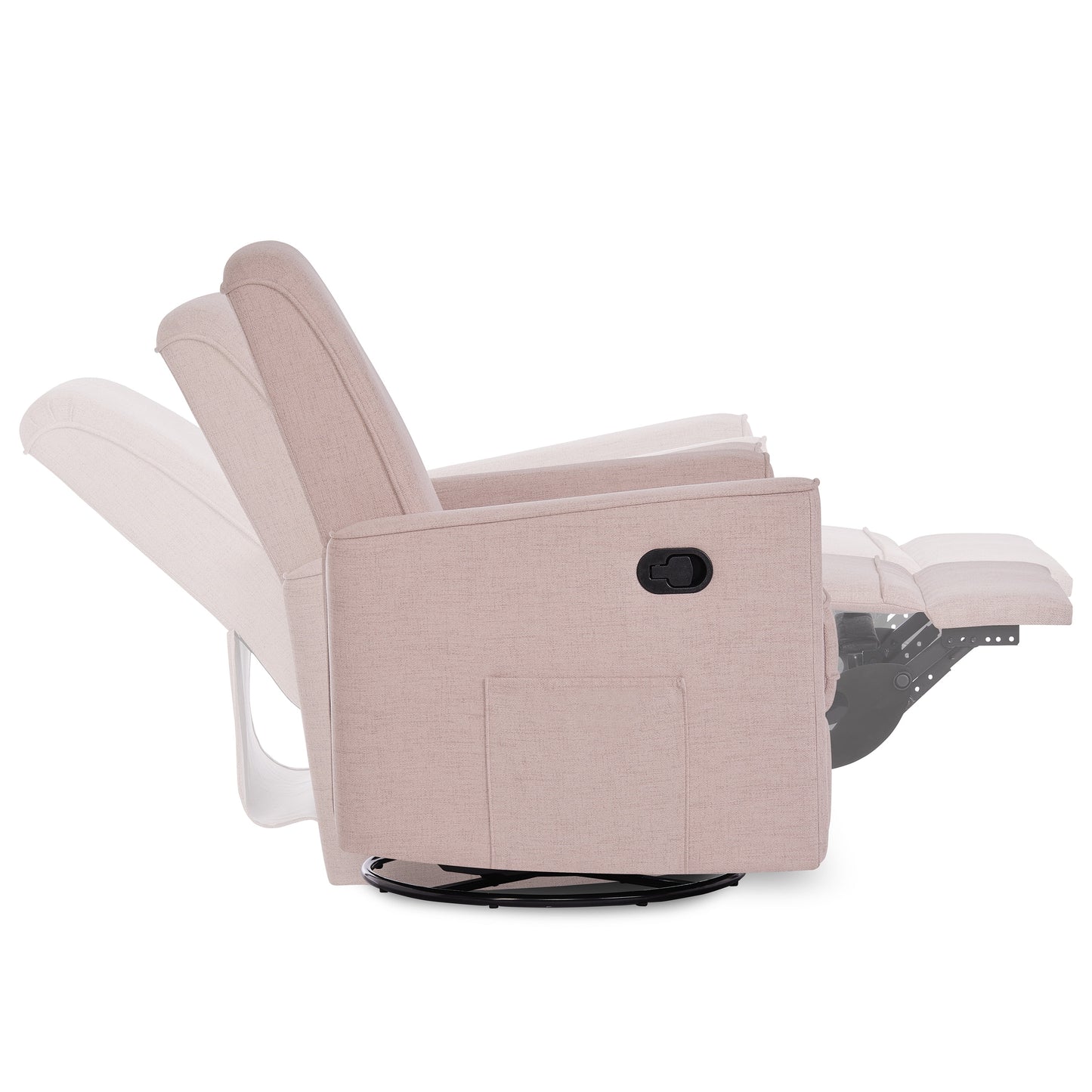 Raleigh Glider Recliner Rose with High Backrest Support, Durable Polyester Fabric