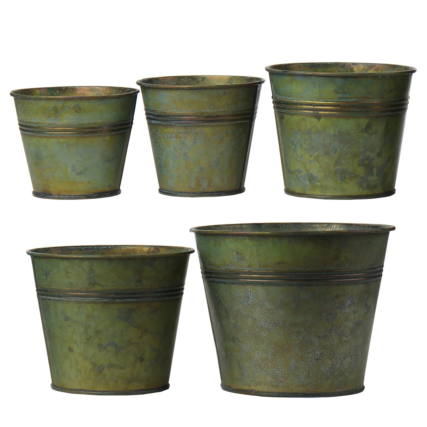 5Pcs Galvanized Buckets Rustic Farmhouse Metal Pail Bucket Flower Bucket Plants Pot Home Indoor Outdoor Decor Tin Planter