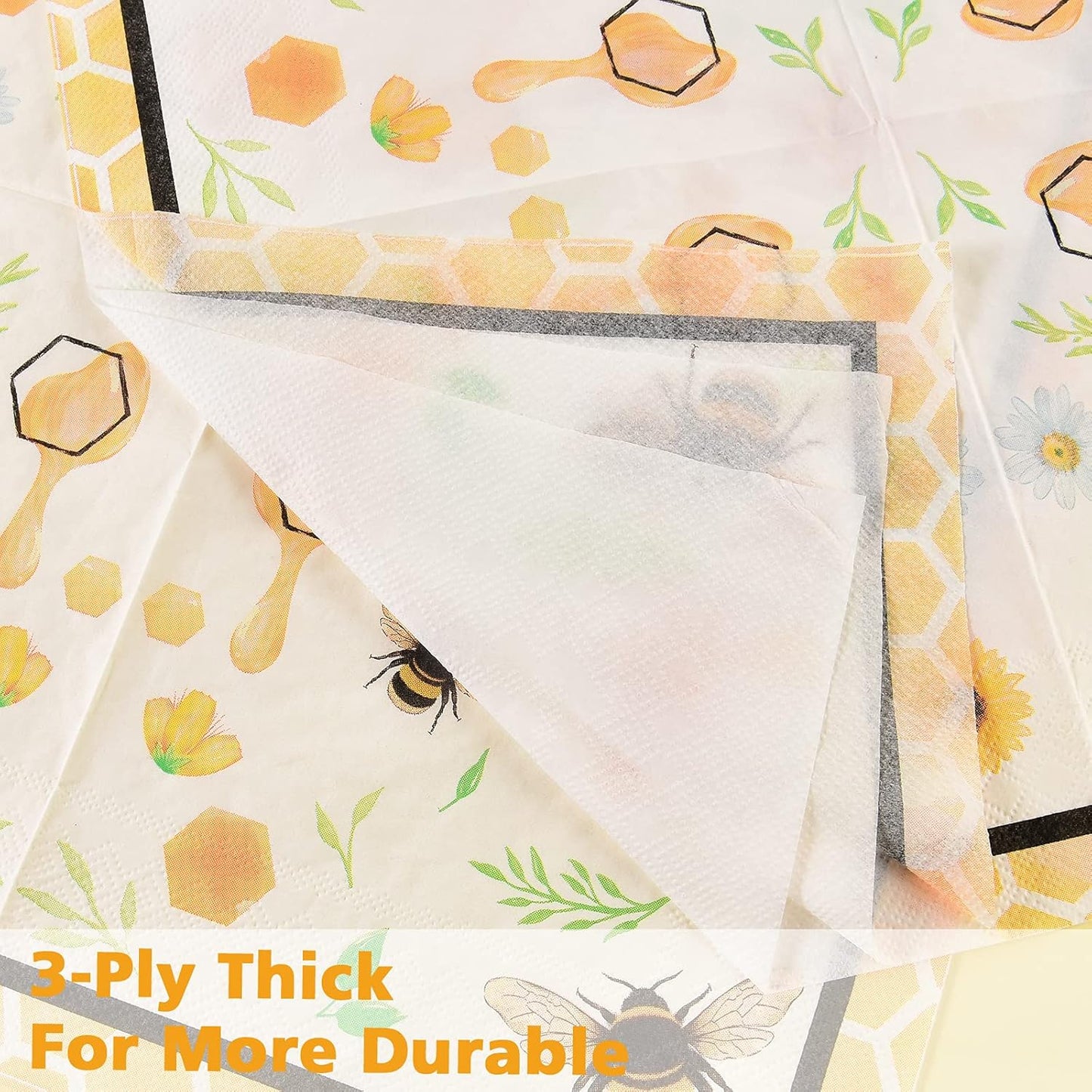 Bee Party Plates and Napkins - 48 PCS Happy Bee Day Party Supplies for Kids Honey Bee Party Tableware Set Dinner Dessert Cake Plates Lunch Napkins Serves 16 Guests