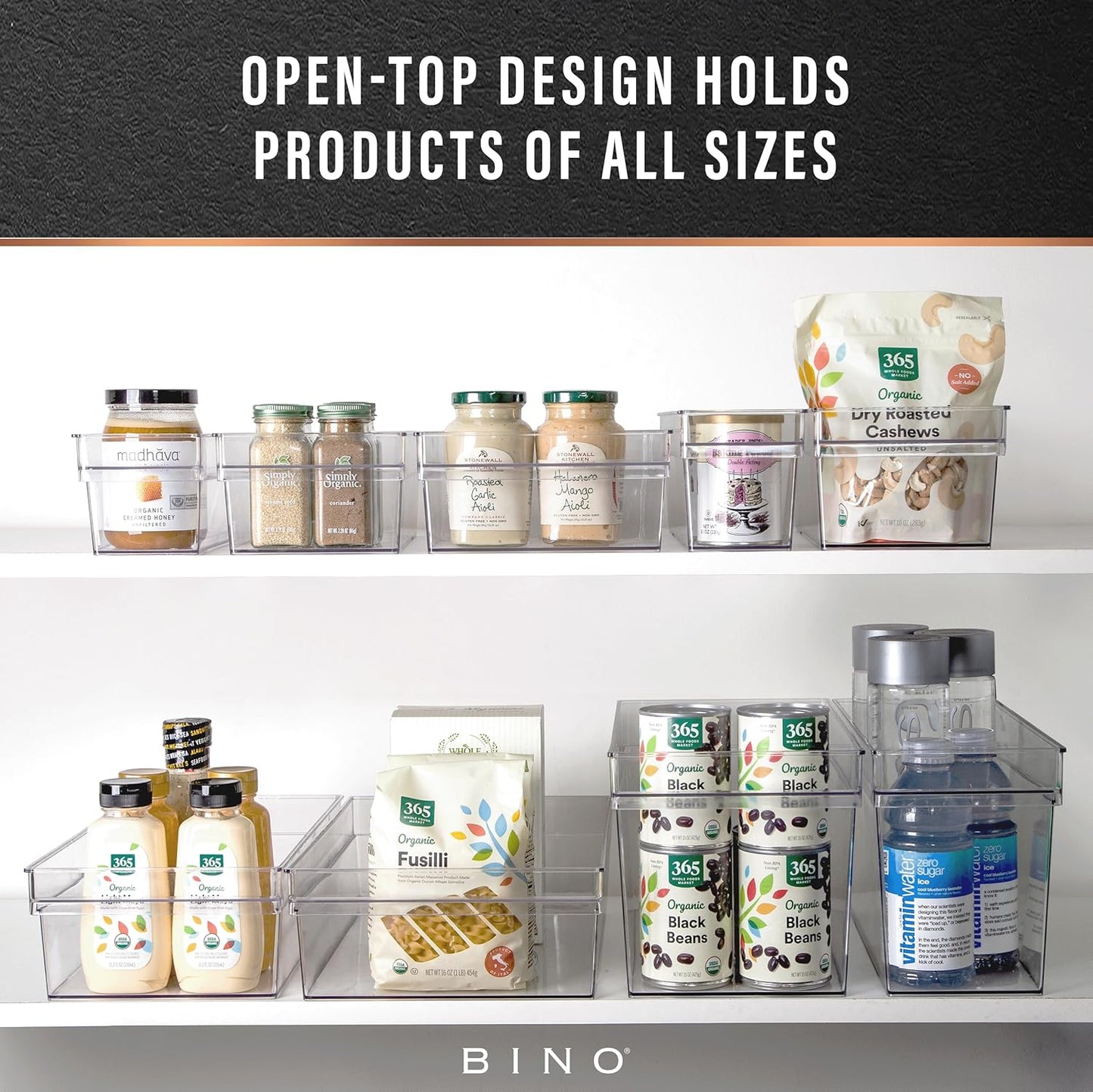 | Plastic Storage Bins, Small | the HANDLER COLLECTION | Multipurpose Organizer Bins | Kitchen Pantry Organizers and Storage | Clear Containers for Organizing Home | Freezer Organizer