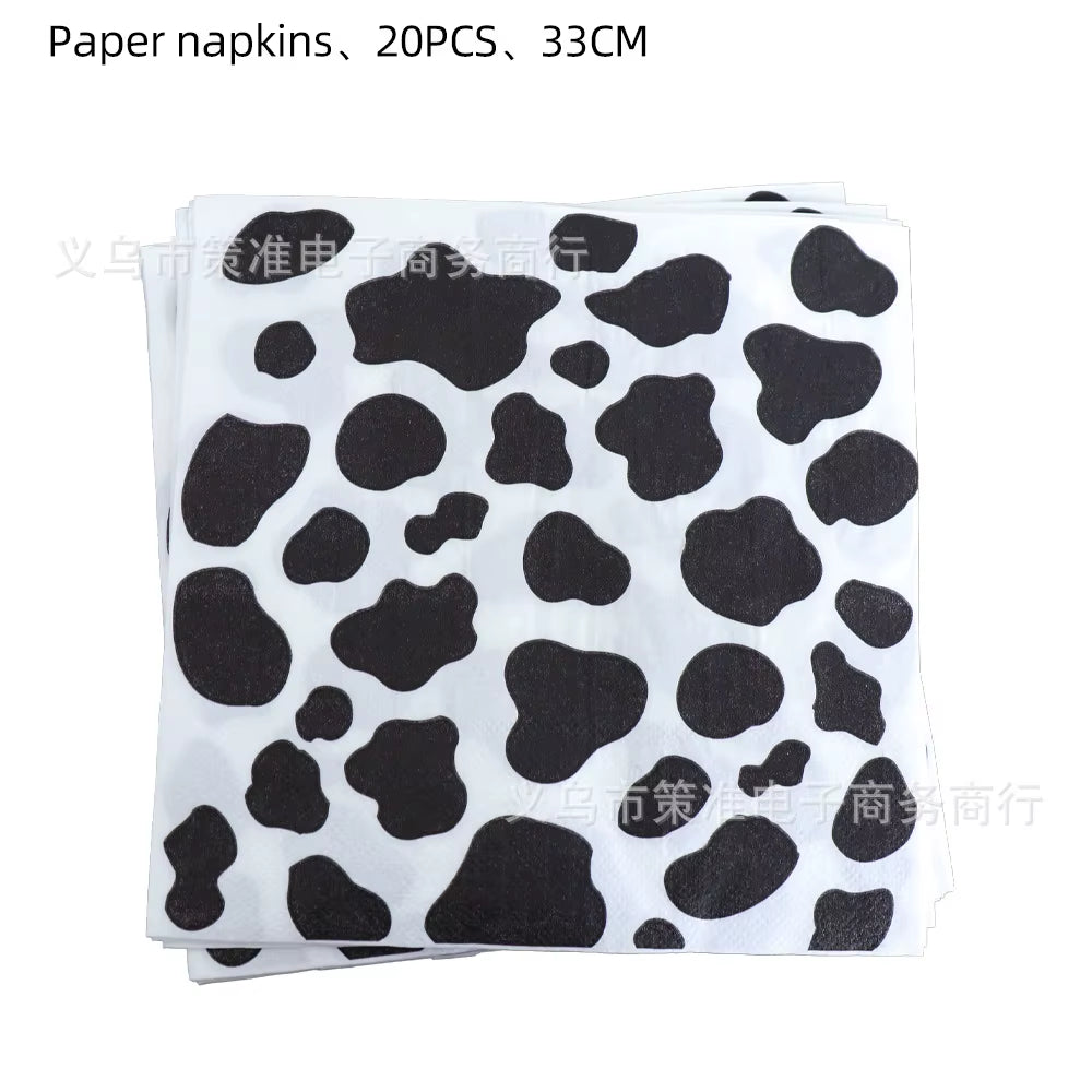 Farm Cow Theme Birthday Party Disposable Cup Plate Tablecloth Animal Cow Balloons Baby Shower Wedding Decoration Kids Favors