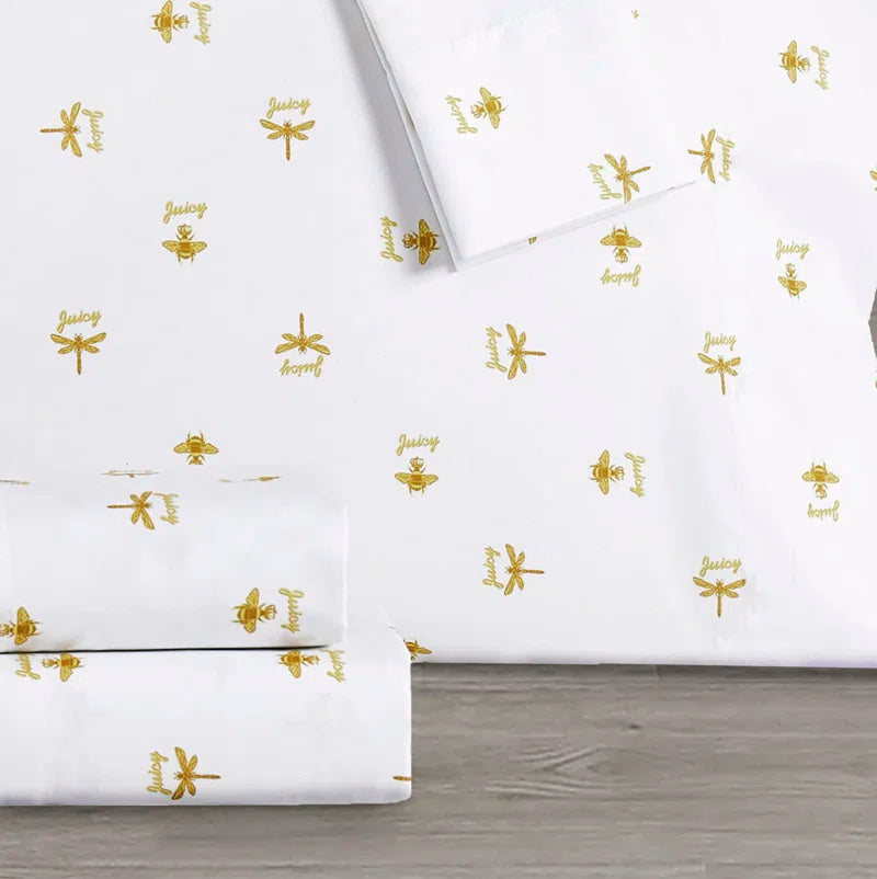 Juicy Couture Bee Design Soft Microfiber Sheet Set