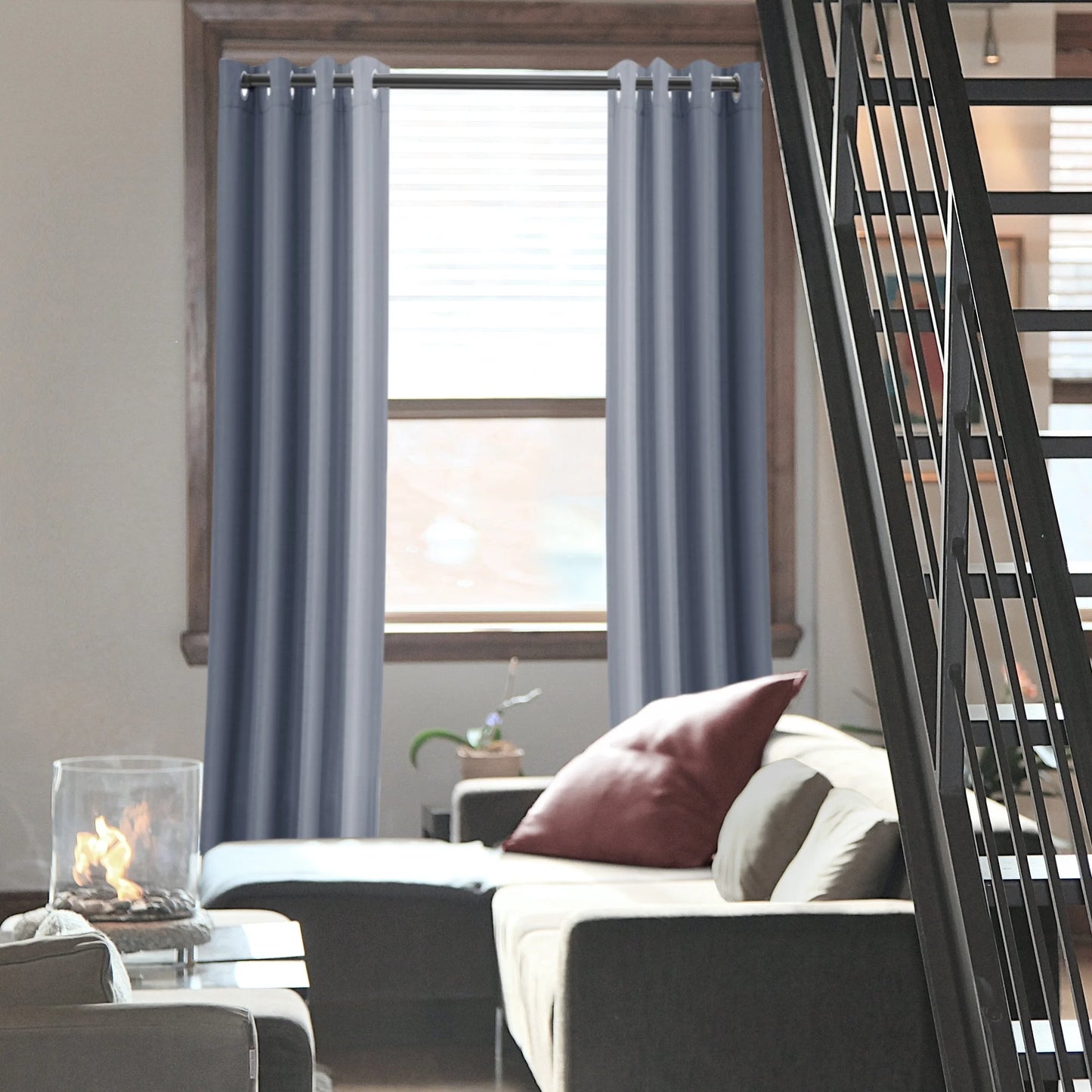 Adjustable Tension Window Curtain Rod, 46" - 84", with 1" Diameter, Black