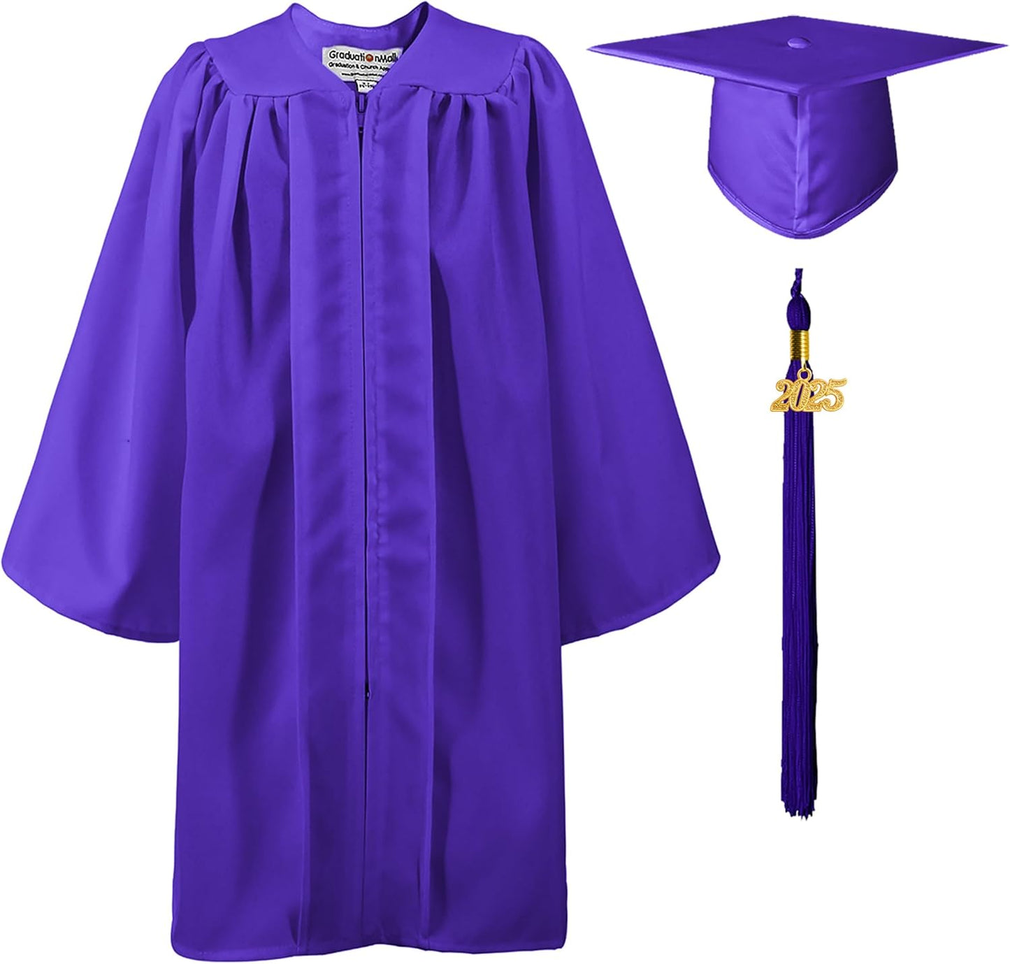Matte Kindergarten Graduation Gown Cap Set with 2025 Tassel