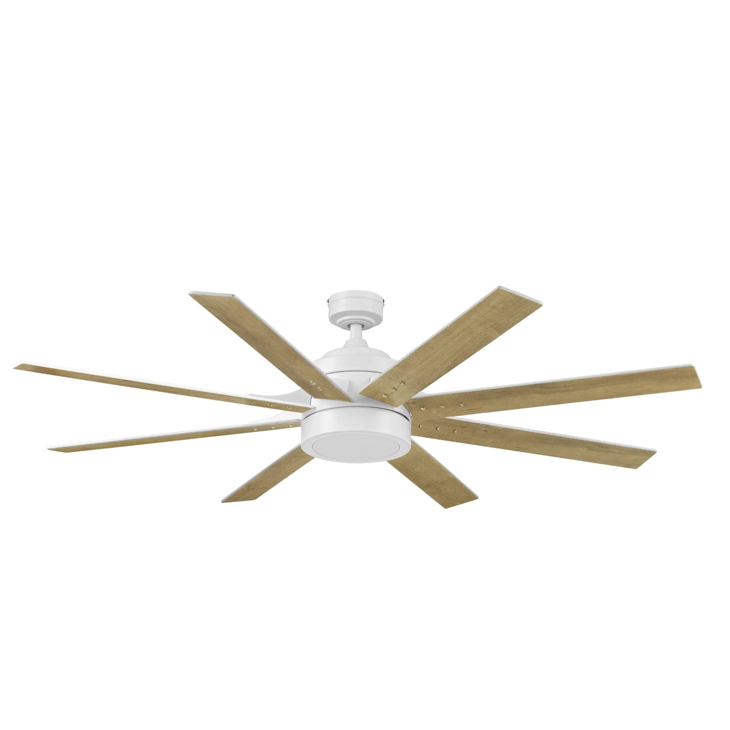62" White Large Room Indoor Ceiling Fan with Light, 8 Blades, Remote & Reverse Airflow
