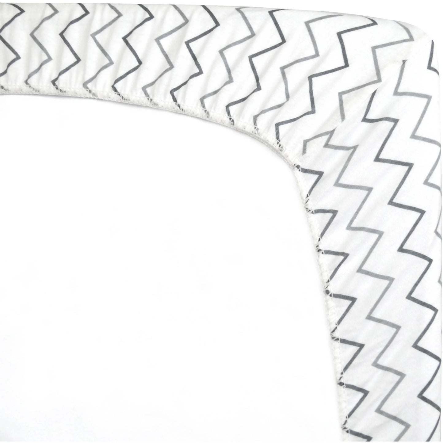 Modern Gray Zigzag Cotton Fitted Sheets, Crib Bed