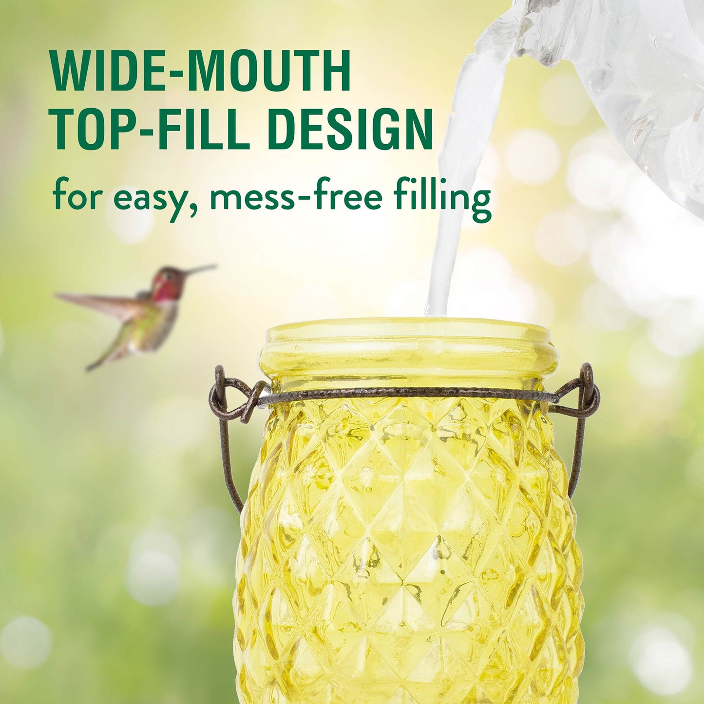Yellow Pineapple Top-Fill Glass Hummingbird Feeder – 28 Oz