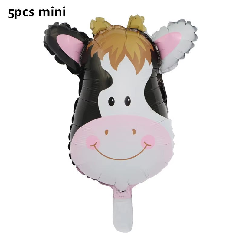 Farm Theme Green Tractor Inflatable Balloons Cake Topper Happy Birthday Party Decoration Kids Birthday Excavator Vehicle Banner