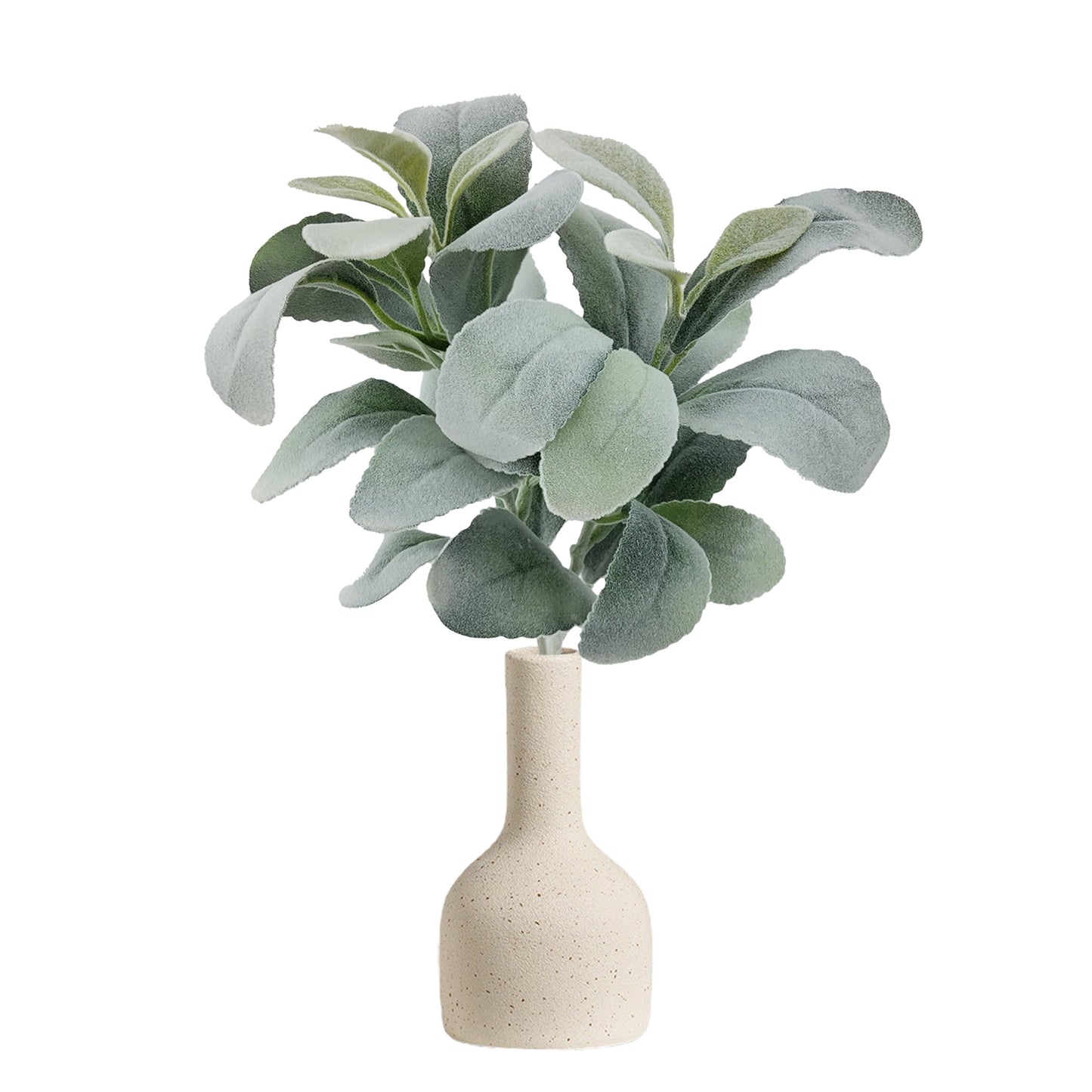13In Indoor Artificial Foliage Pick, Lamb'S Ear Plant, Green Color. Weight 0.13Lb, Pot Not Included