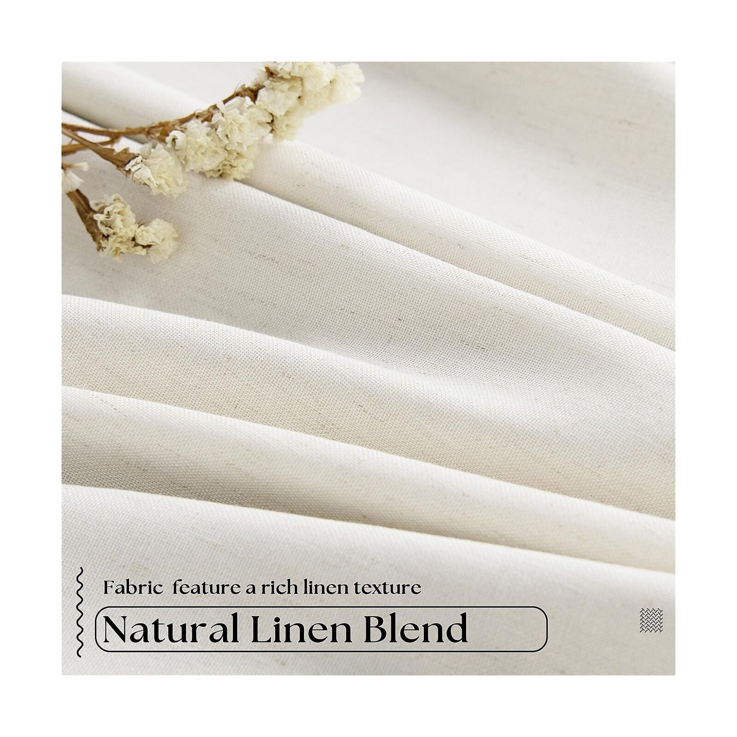 Natural Cream Linen Black Out Curtains 120 Inch Long for Living Room Bedroom ...