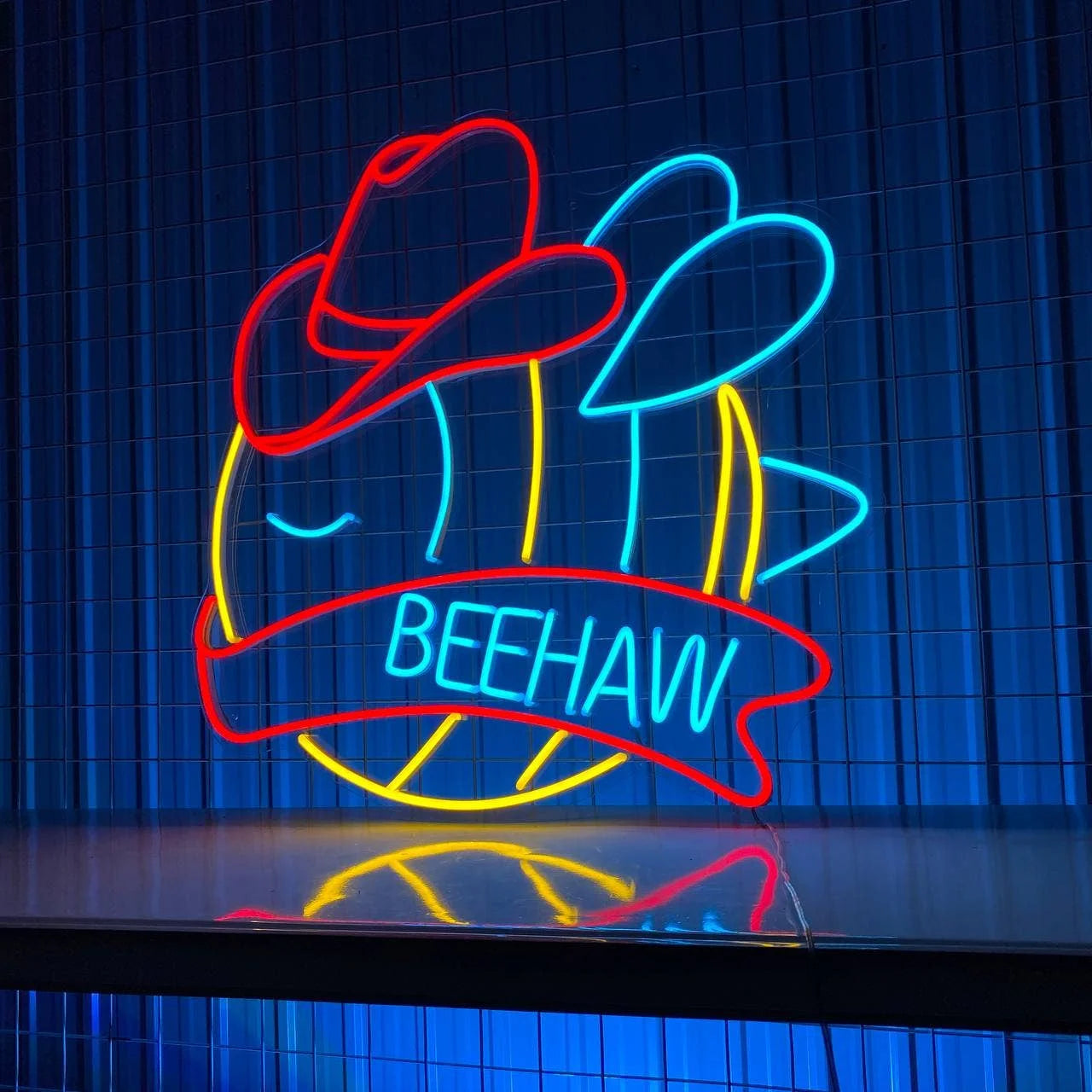 Bee Hat Cowboy Neon Sign, Cowboy Lover Gifts, Bee LED Sign