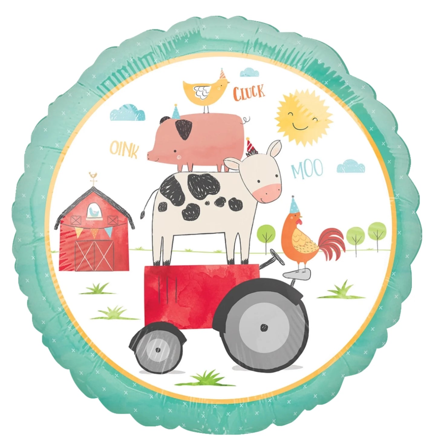 Barnyard Farm Animals Birthday Bouquet of Balloons, Includes 5 Foil Balloons