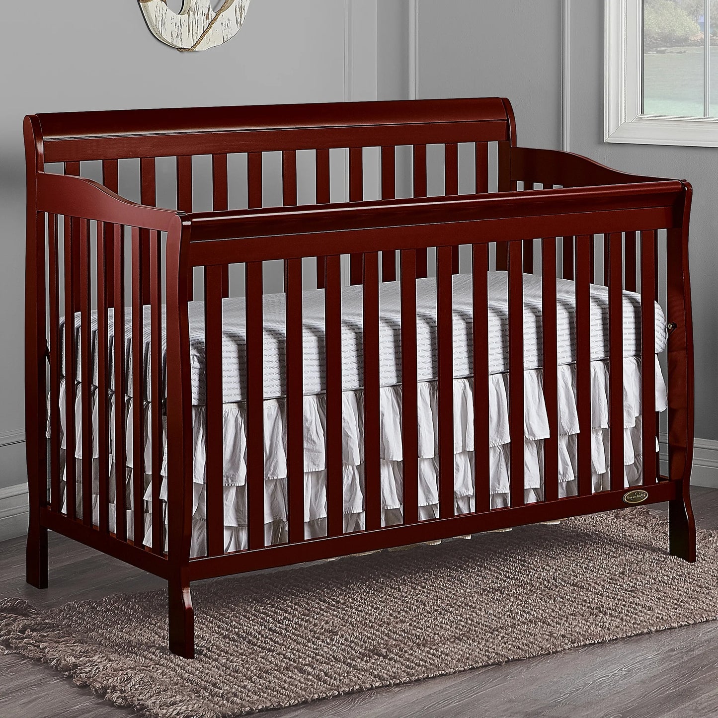 Ashton 5-In-1 Convertible Crib, Cherry, Greenguard Gold and JPMA Certified