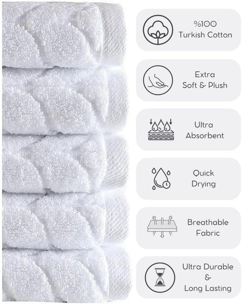 100% Turkish Cotton Jacquard Luxury Towel Set – Quick Dry Non-Gmo Ultra-Soft, Plush and Absorbent Luxury Durable Turkish Towels Set (Cream, 3 Pcs Towel Set)