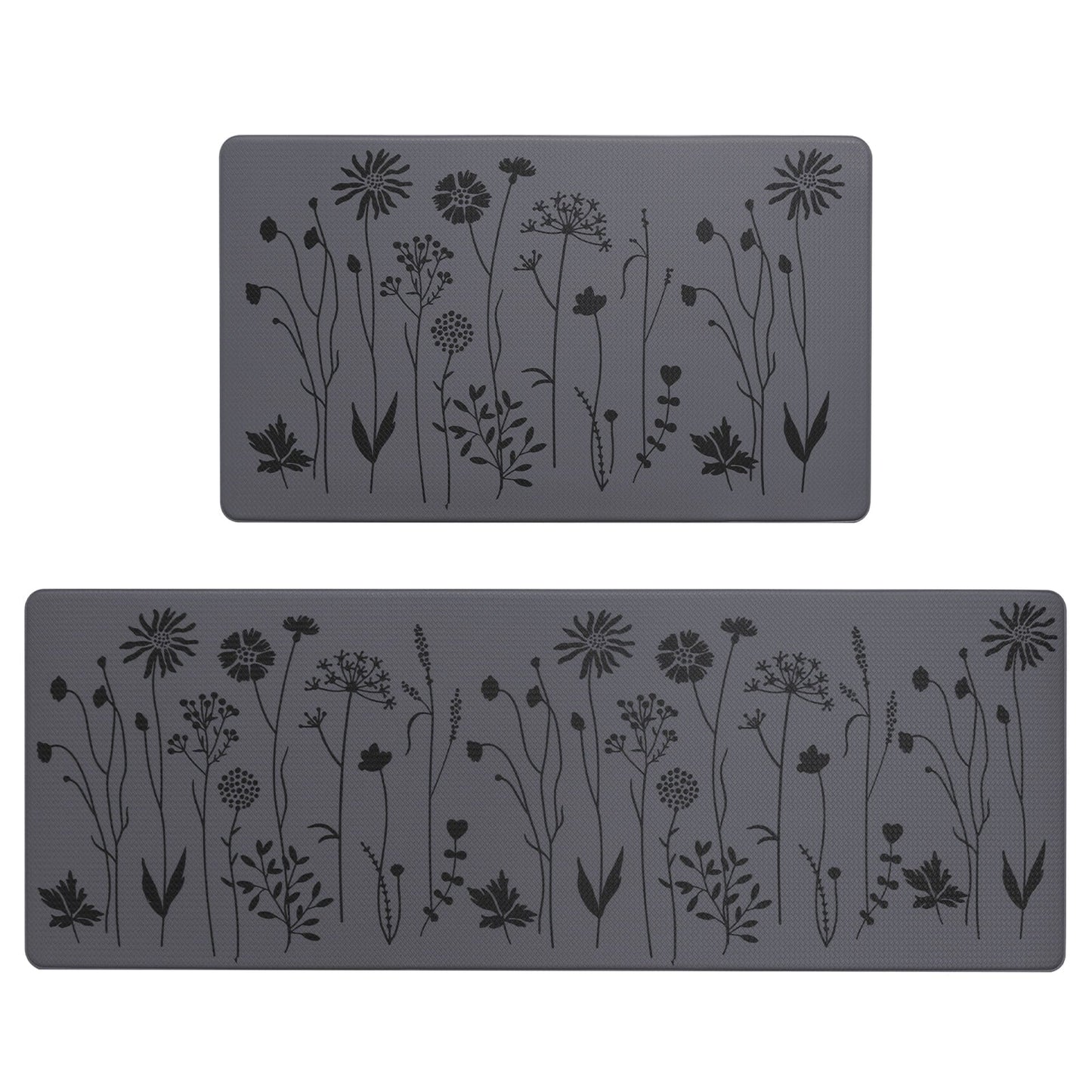 Kitchen Mats Set of 2, Non Slip Anti-Fatigue Rugs for Kitchen, Office, 17"X47" and 17"X29", Dark Gray