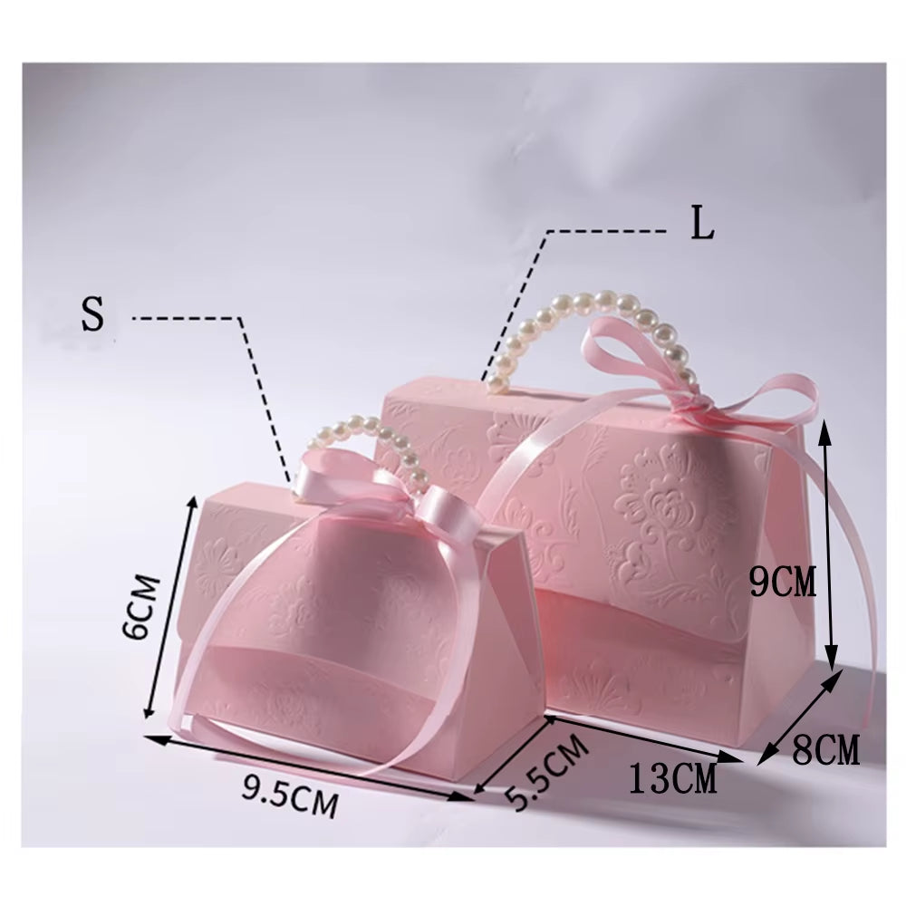 10Pcs Portable Wedding Party Favor Boxes Chocolate Treat Candy Boxes with Ribbons for Wedding Bridal Shower Baby Shower Birthday