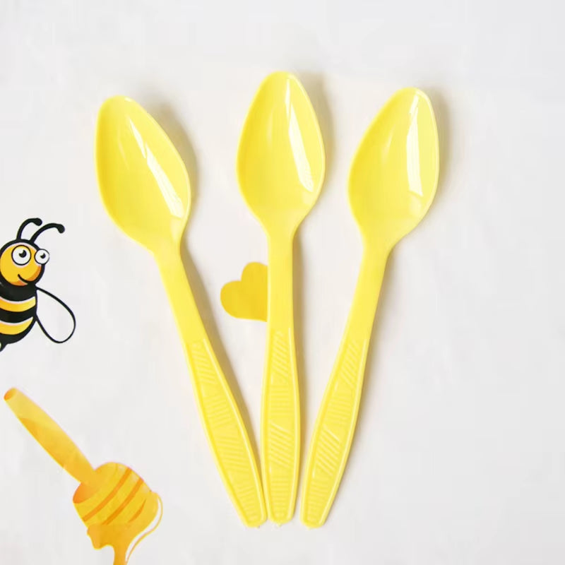 Cute Cartoon Honey Bee Disposable Tableware Plate Cup Kids Birthday Party Decorations Yellow Baby Bee Day Supplies