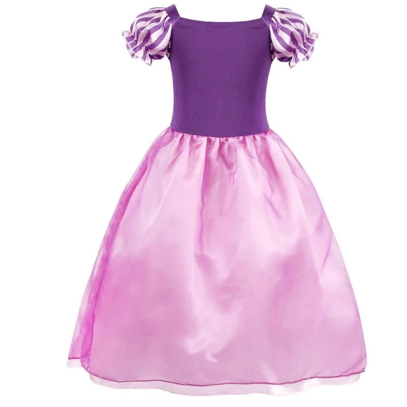 Rapunzel Dress for Girls Floral Puffy Rapunzel Princess Costumes Kids Dress up Halloween Cosplay Birthday Dresses up with Accessories 120 CM 5-6 Years