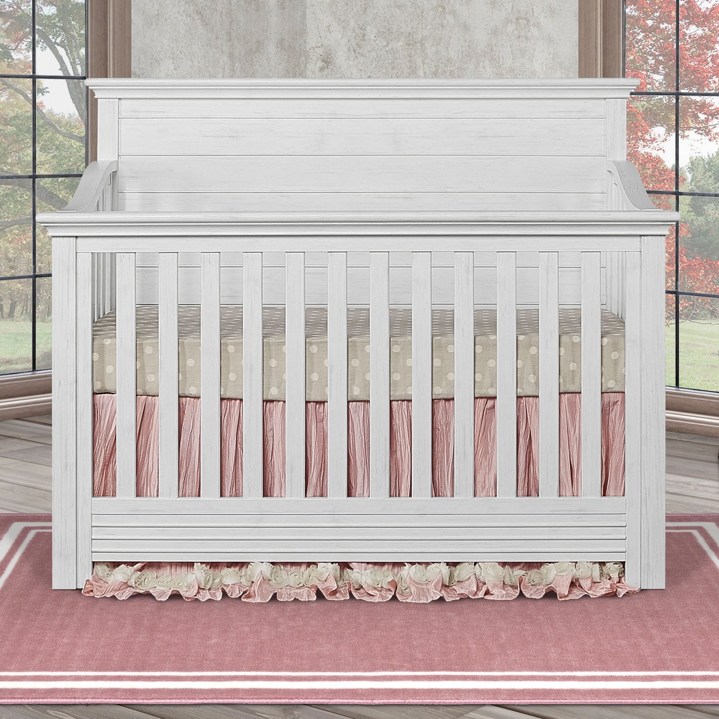 Waverly 5-In-1 Full Panel Convertible Crib, Weathered White