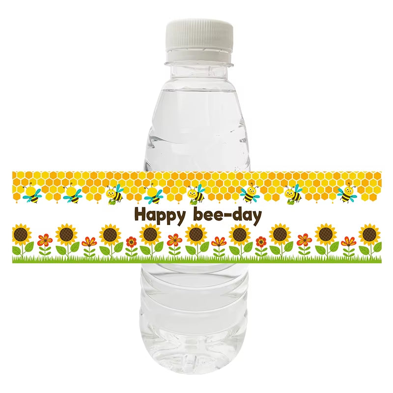 10Pcs Happy Bee Day Bottle Labels Stickers Happy Birthday Honey Bee Party Baby Shower Decorations Kids Toy Water Labers