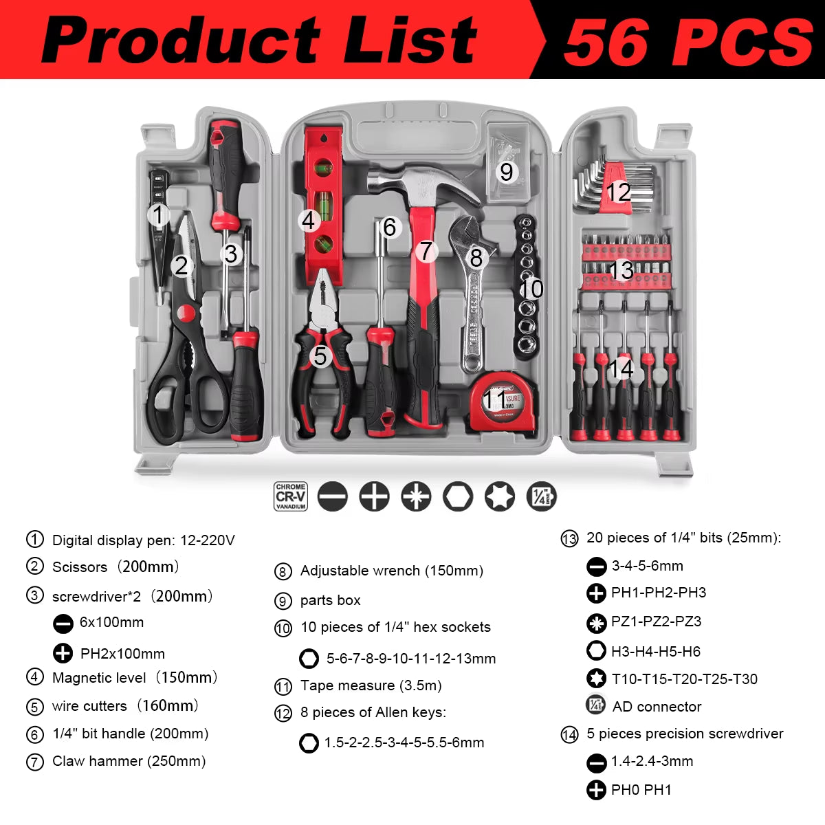 67/71/56/35Pcs Automotive Maintenance Tools -Household Repair Tool Kit Multi-Purpose Pink Hand Tool Set with Storage Box