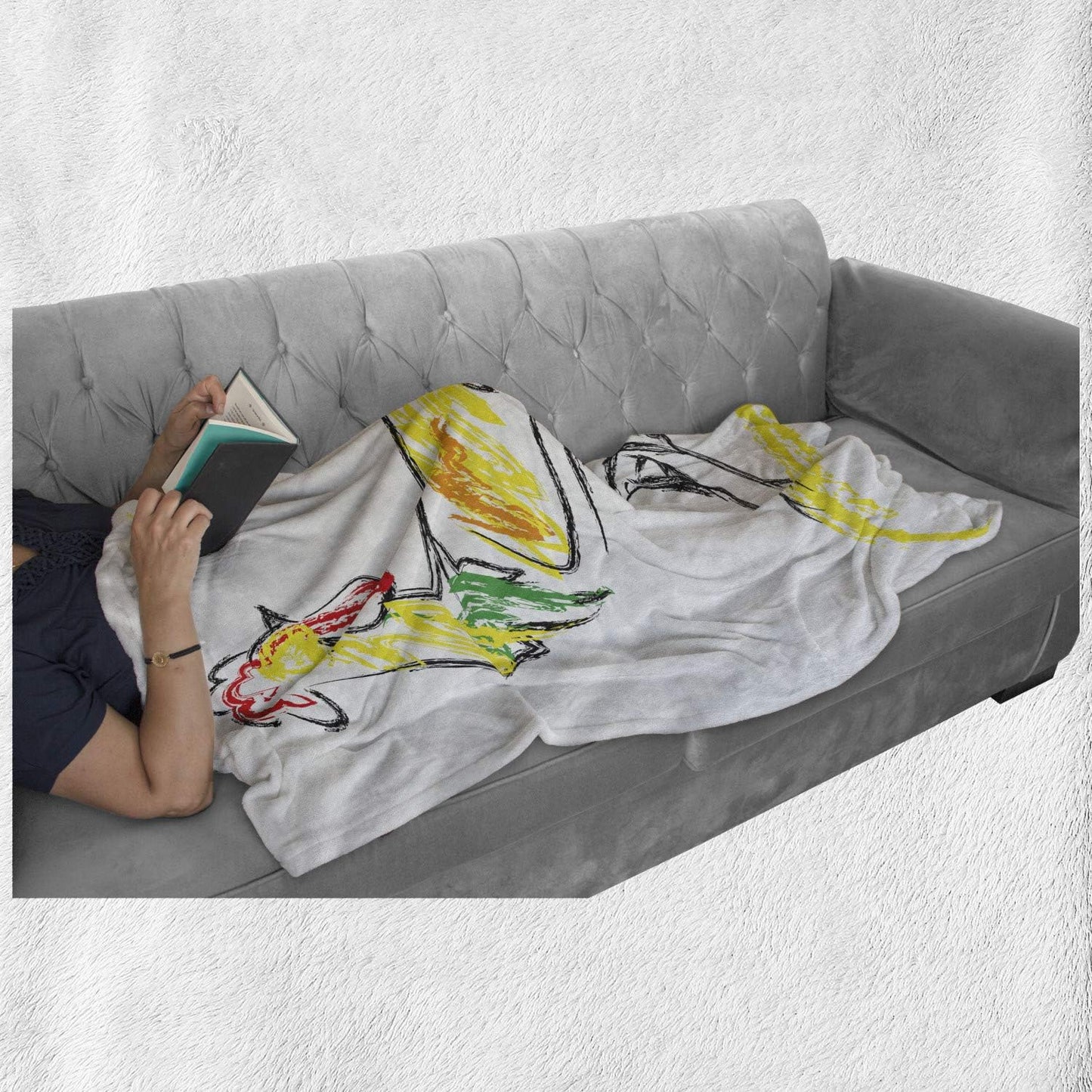 Gallus Throw Blanket, Rooster Chicken Tail Farm Animal Oil Pencil Drawing Effect Art, Flannel Fleece Accent Piece Soft Couch Cover for Adults, 50" X 70", Multicolor