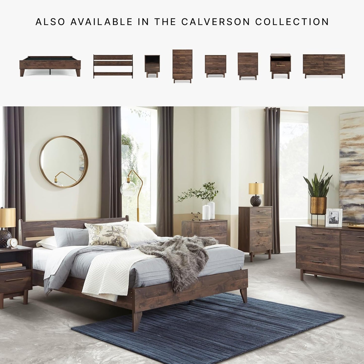 Calverson Modern Open Slat Panel Headboard ONLY, Queen, Brown