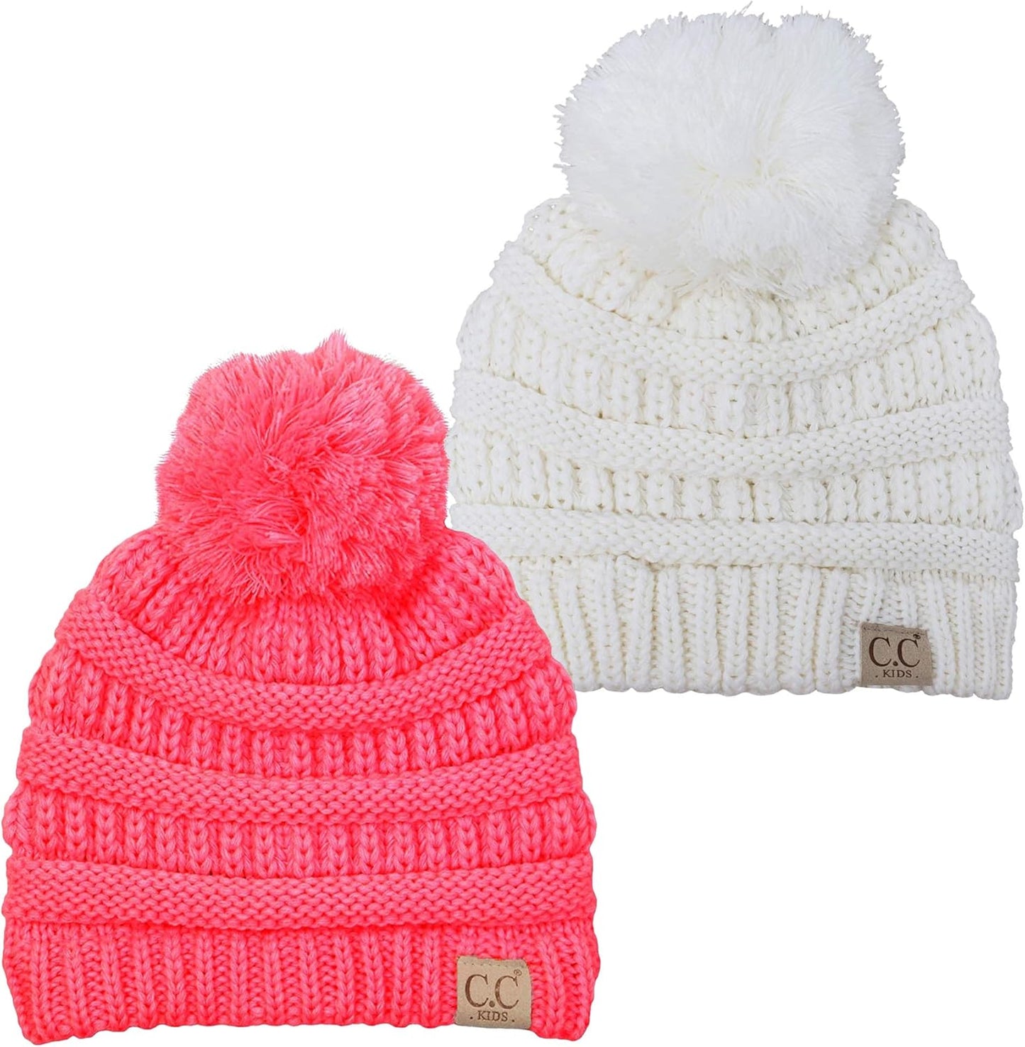 Cozy Toddler Cable Knit Pom Beanie - Warm Winter Hat for Kids