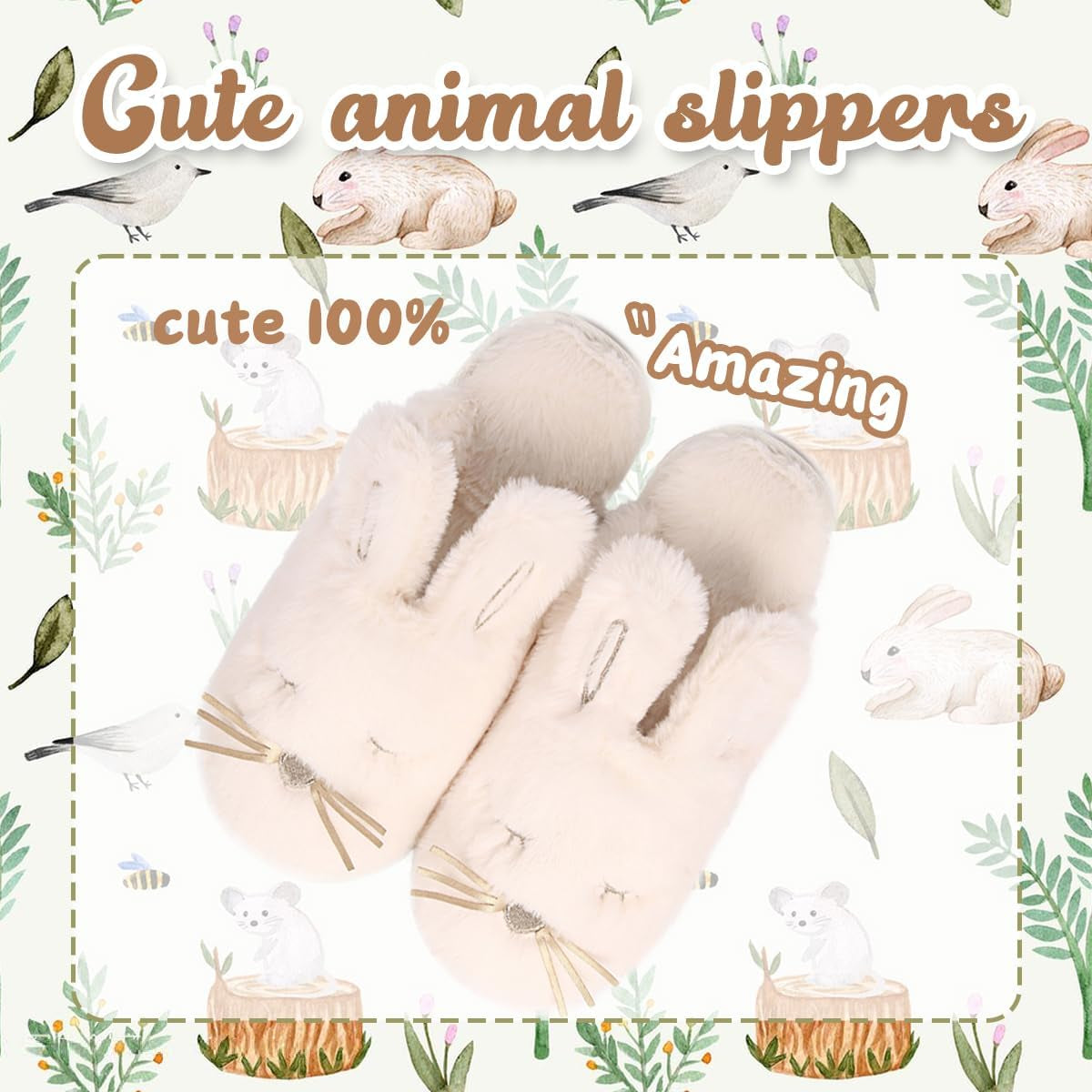 Bunny Slippers for Women Fuzzy Cute Animal Memory Foam House Rabbit Slippers Indoor Outdoor