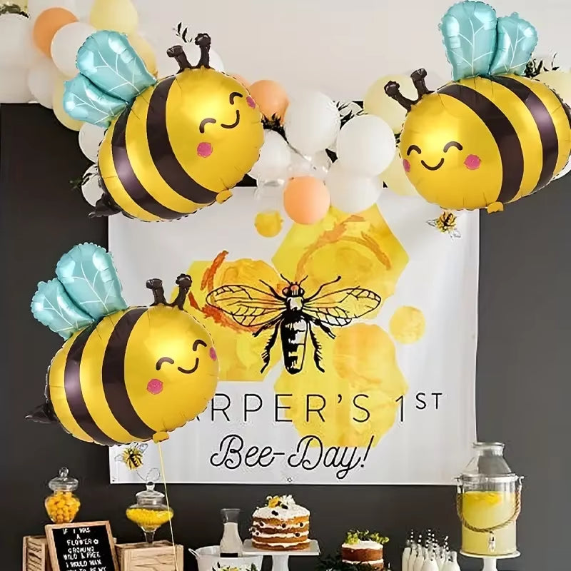 7Pcs Bee Daisy Foil Balloon Set for Spring Birthday Anniversaries Graduations Mother'S Day Party Decoration Daisy Flower Globos
