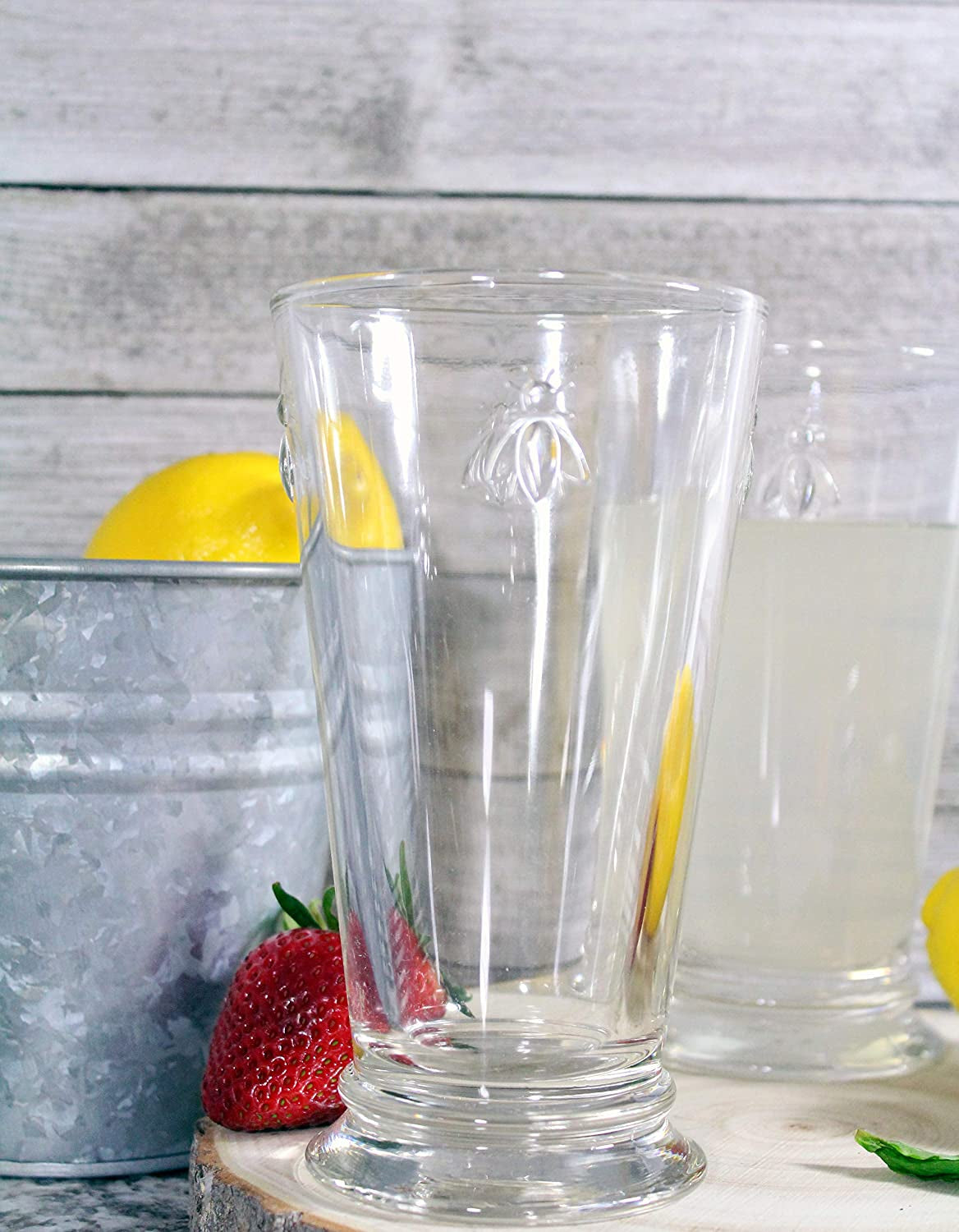 Fine French Glassware Embossed with Napoleon Bee 15-Ounce Double Old Fashioned G