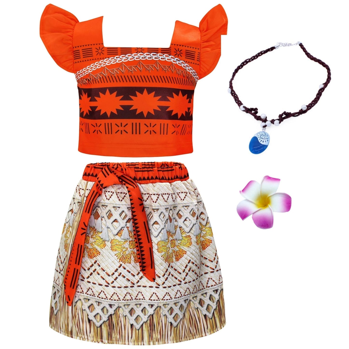 Moana Ocean Adventure Costume for Girls Skirt Sets Princess Dress up Kids Cosplay Role Play Christmas Outfit with Accessories