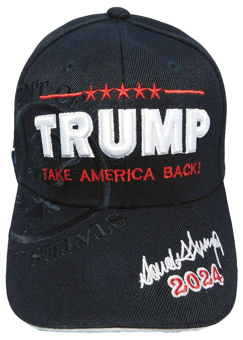 New Adjustable Trump 2024 Embroidered Hat Baseball Cap Black US