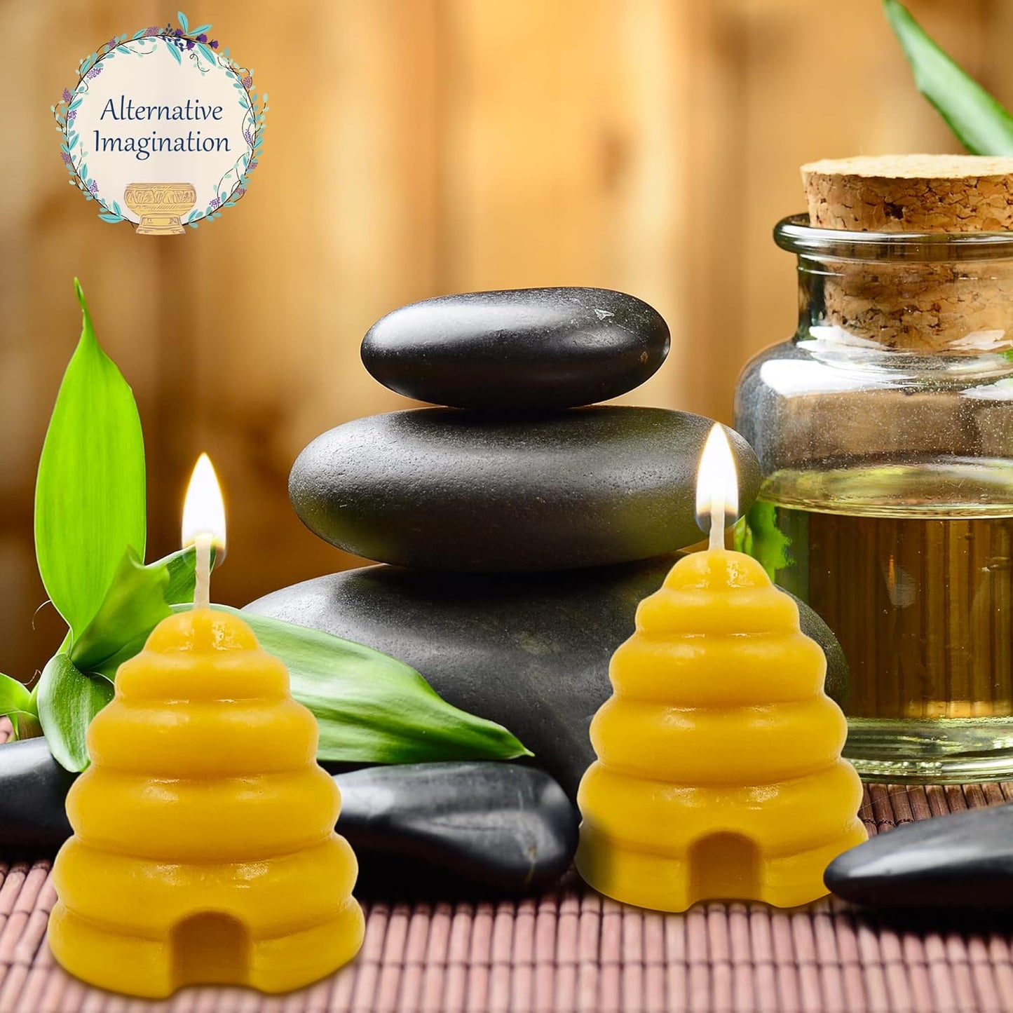 Hand Poured, 100% Pure Beeswax, Natural Beehive Candle Votives. Package of 12.