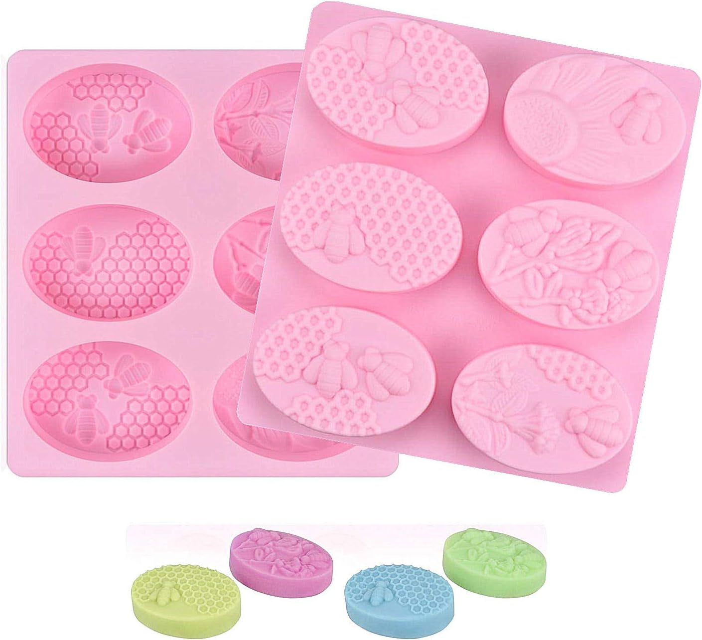 2Pcs Bee Silicone Soap Molds, Honeycomb Molds for Chocolate Jelly Candy Making