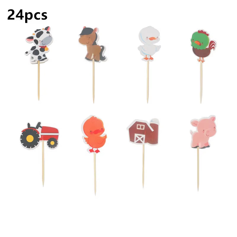 Farm Animals Theme Birthday Party Decoration Kids Paper Napkins Plates Cups Bags Disposable Party Tableware Decorative Plates