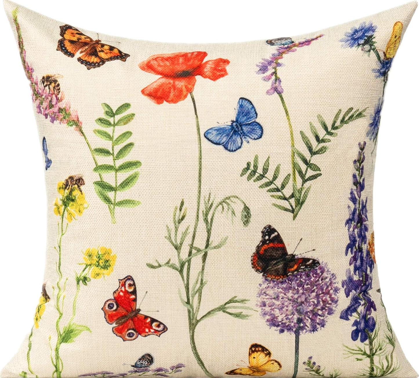 Outdoor Patio Throw Pillow Covers 18X18 Set of 4 Spring Summer Garden Flowers Farmhouse Décor outside Furniture Bench Chair Decorative Cushion Cases for Swing Deep Seat Bed Couch Sofa
