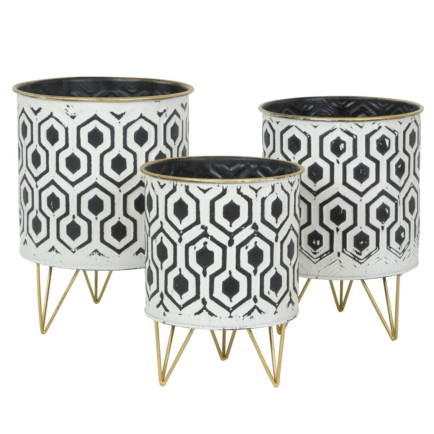 Andrey round Metal Modern Indoor Pot Planters (Set of 3)