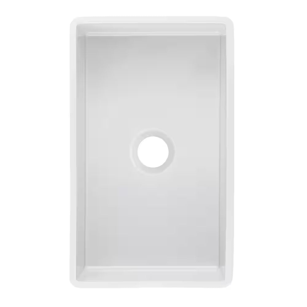 Olde London Farmhouse Fireclay 33 In. Single Bowl Kitchen Sink with Grid with Grid and Strainer