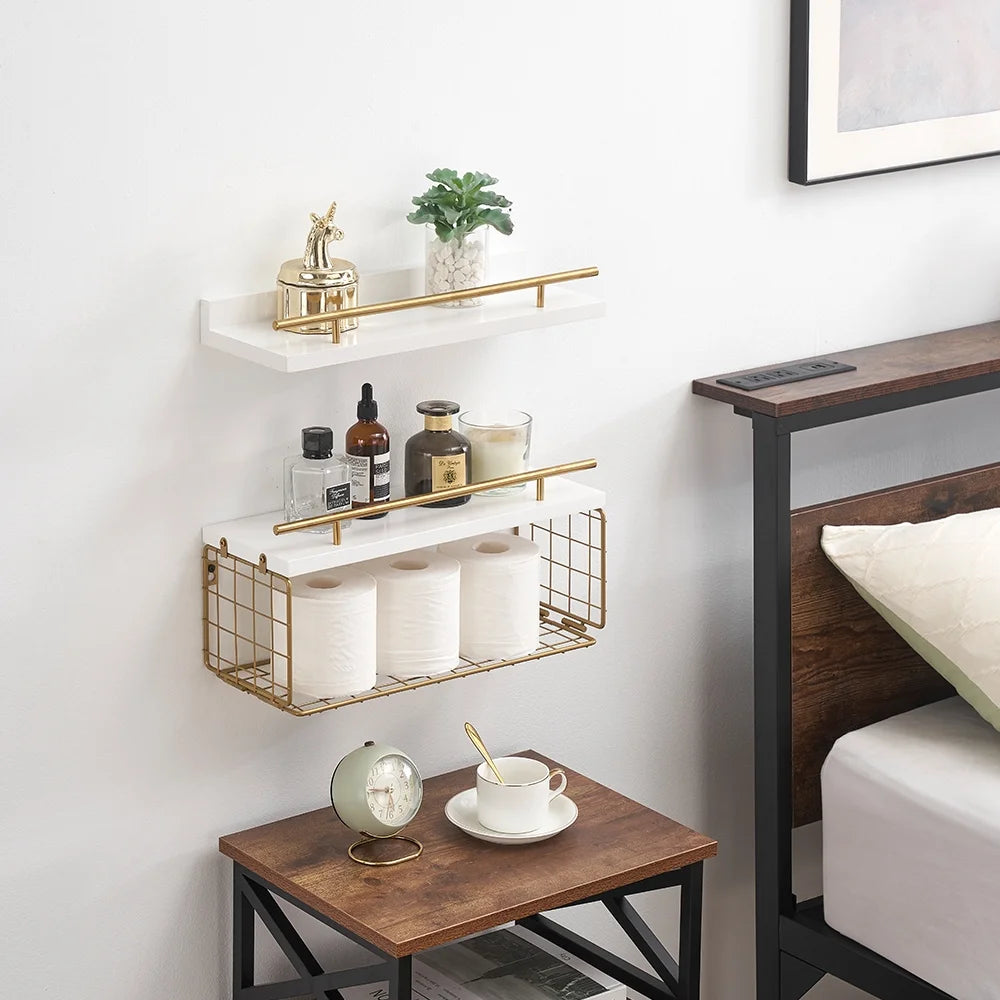 6 in X 16.5 in 2 -Tier White Rustic Floating Shelves (2 Pieces)