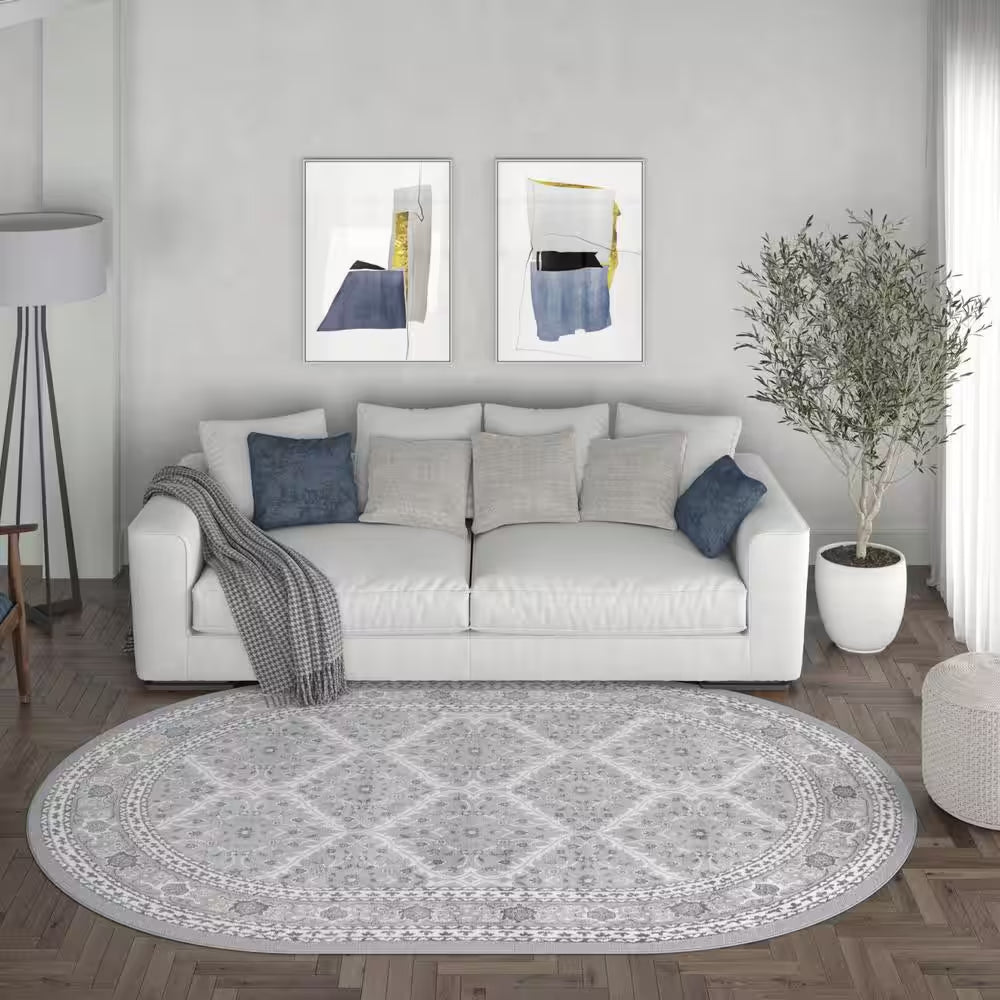 Madison Oriental Gray 5 Ft. X 8Ft. Oval Indoor Area Rug