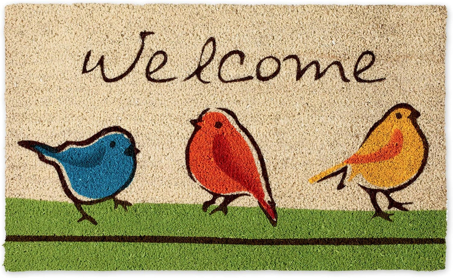 Natural Coir Doormat Outdoor Welcome Mat, 17X29, for the Birds