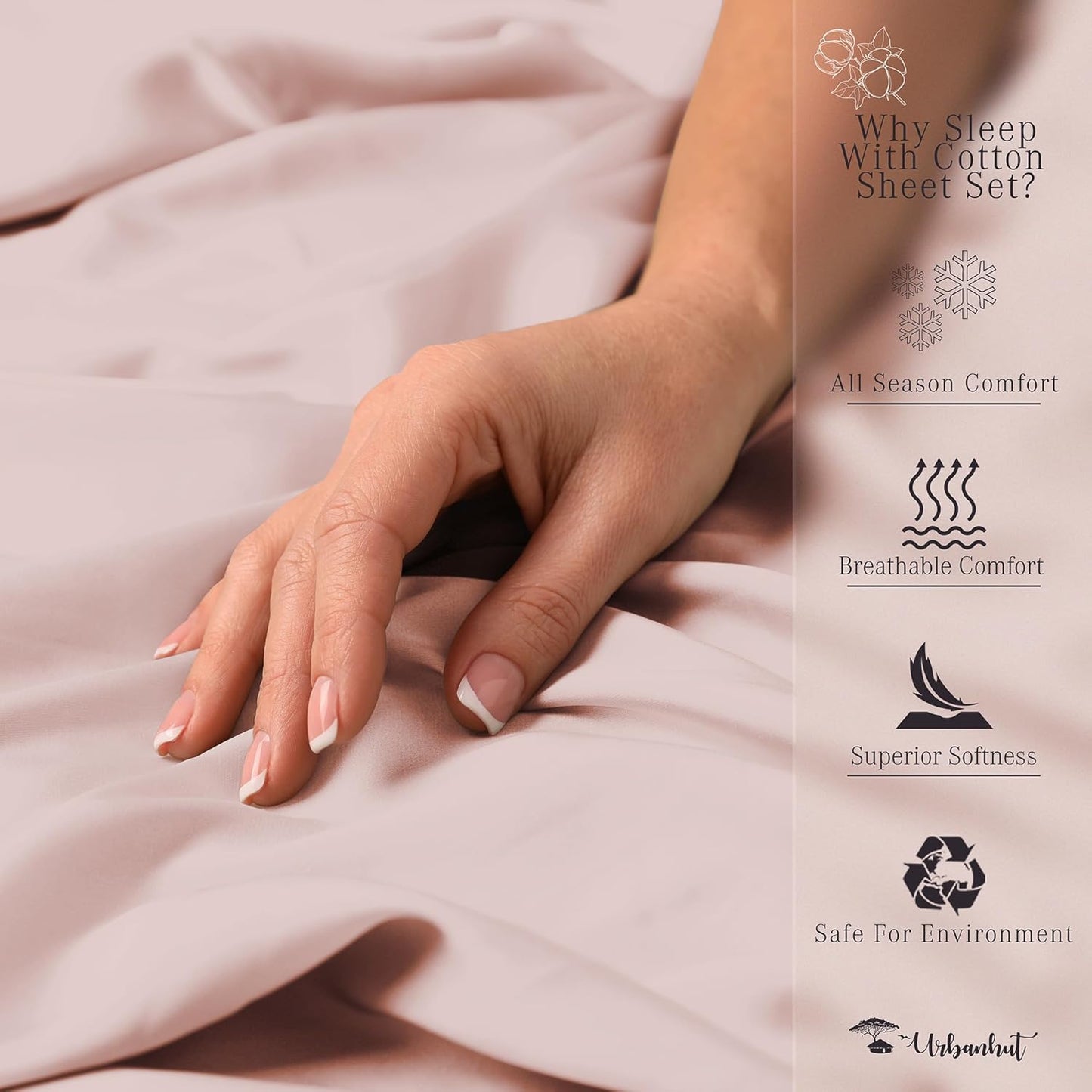 1000 Thread Count Egyptian Cotton King Sheets, Long Staple Soft & Breathable, 4 Pc Bed Sheet Sets, Luxury Hotel Sateen Sheets Fits 16" Deep Pocket - Blush Pink