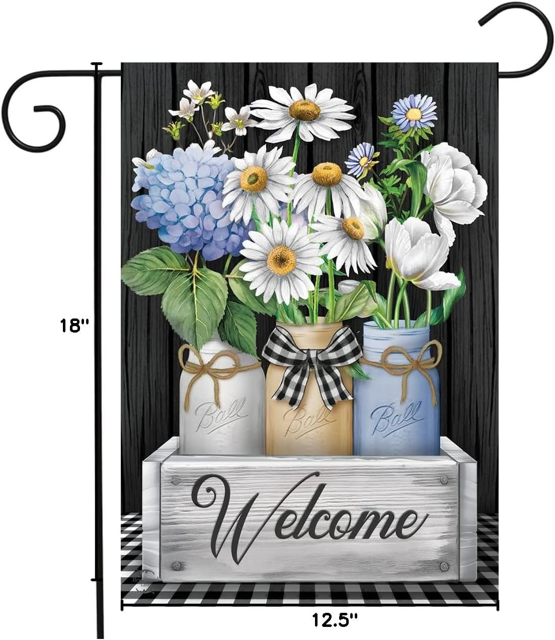 Crated Mason Jars Spring Garden Flag
