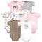 Hudson Baby Infant Girl Cotton Bodysuits, Modern Pink Safari