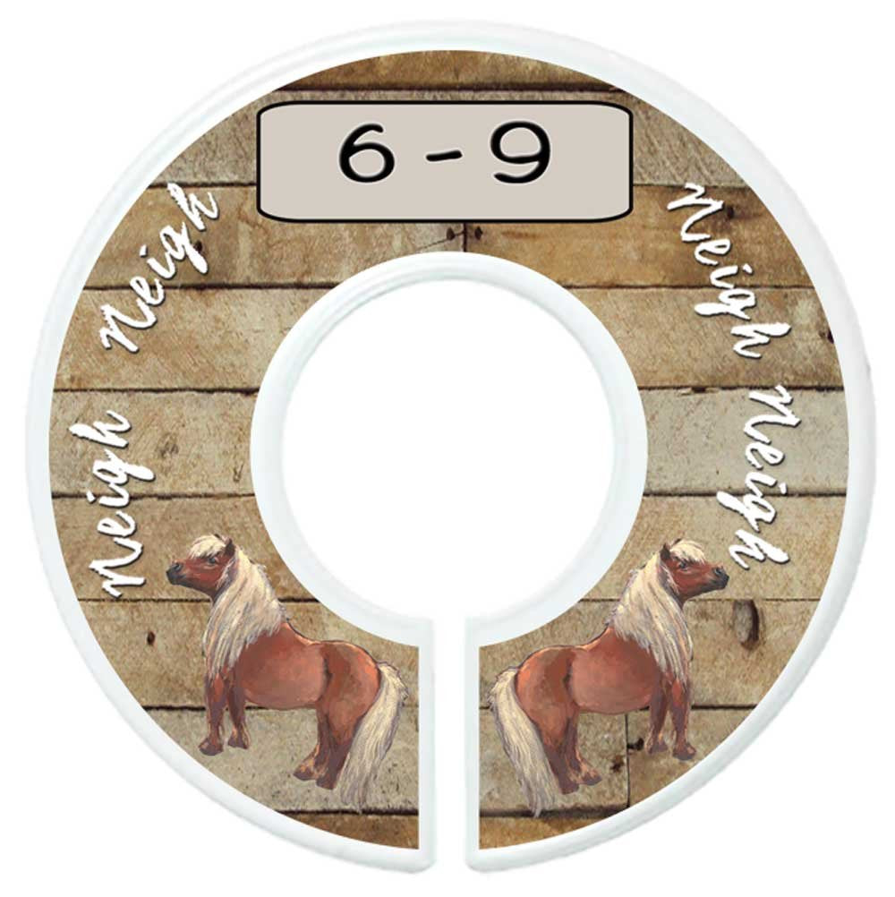 Baby Nursery Closet Dividers, Barnyard Themed, 6 Piece Set, Plastic, Multicolor, 3.5 in Height and Width, 1 3/8 in Diameter Opening