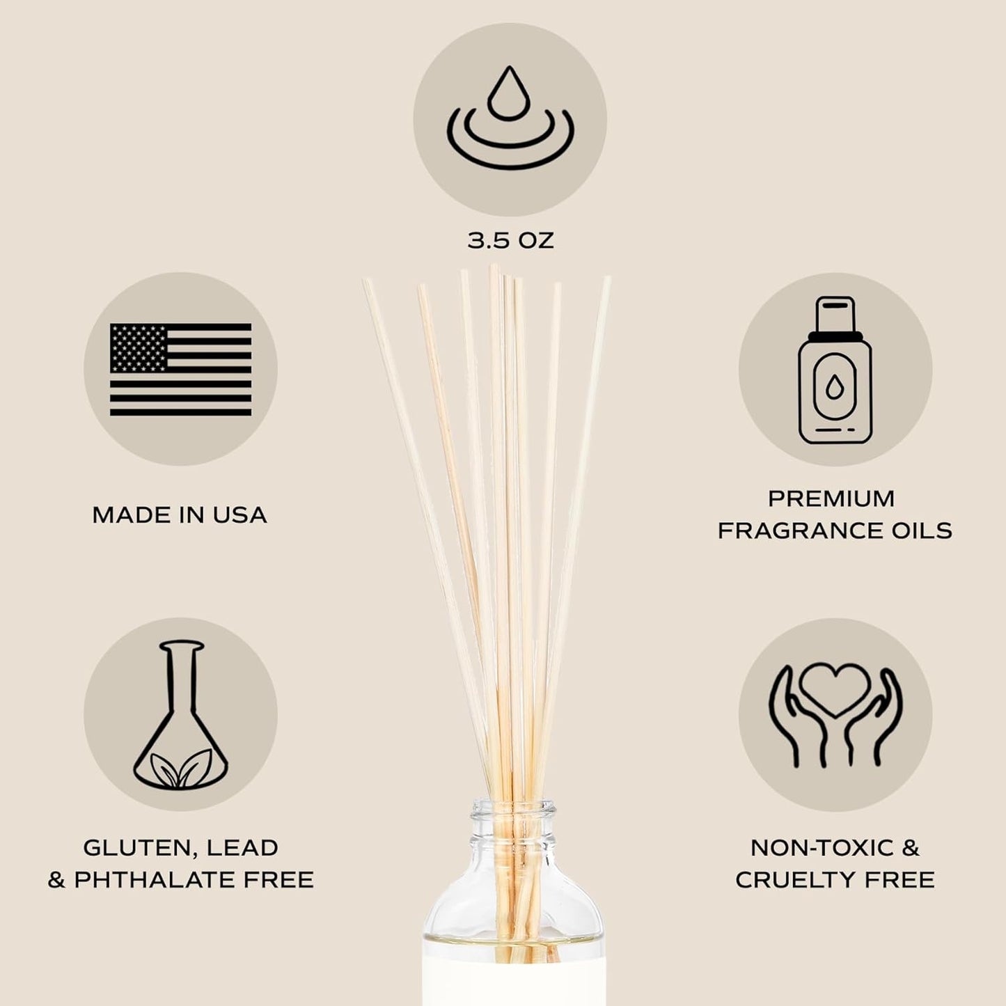 Hello Fall Reed Diffuser Set - Hot Cider, Cinnamon, Cloves, Apple, and Nutmeg Scented Diffuser - Scent Diffusers for Home, Long Lasting Fragrance, Made in the USA